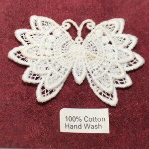 Vintage Handmade White Lace Butterfly Brooch Pin